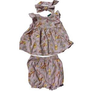 Disney Baby Winnie the Pooh Floral Tunic Bloomers Headband Set Purple 3-6 Months